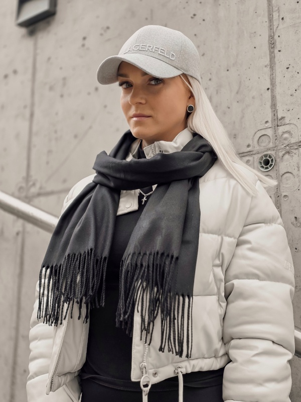 CTC-04 Czarny szal damski zimowy Cashmere Touch Collection 200x70cm